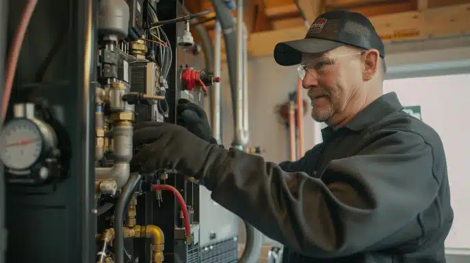 Boiler Service Langley - Expert Technician Maintaining a Modern Boiler