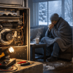 Furnace repair on a cold winter's day.